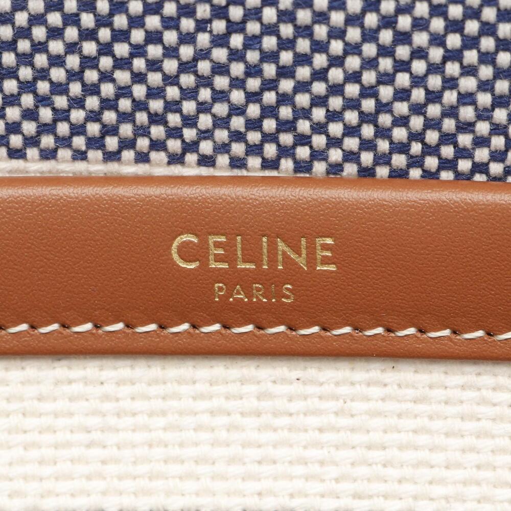 Celine Cabas Triomphe Tote Bag canvas leather white Navy Blue red - Picture 4 of 4